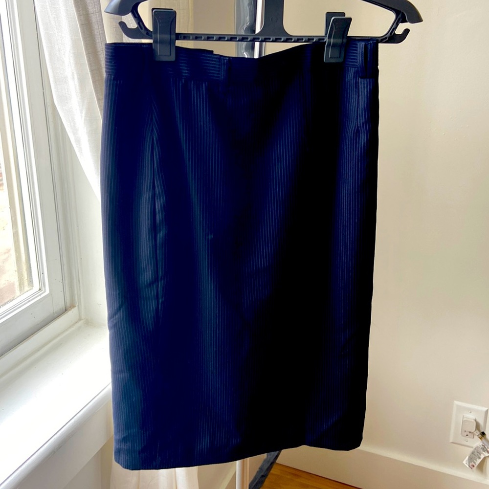 100% wool pinstripe navy women’s skirt